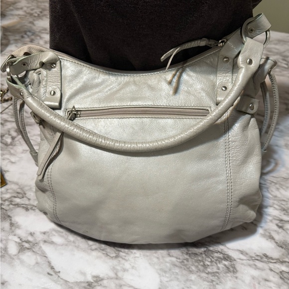 Elegant Cream Genuine Leather Shoulder Bag - Picture 11 of 13